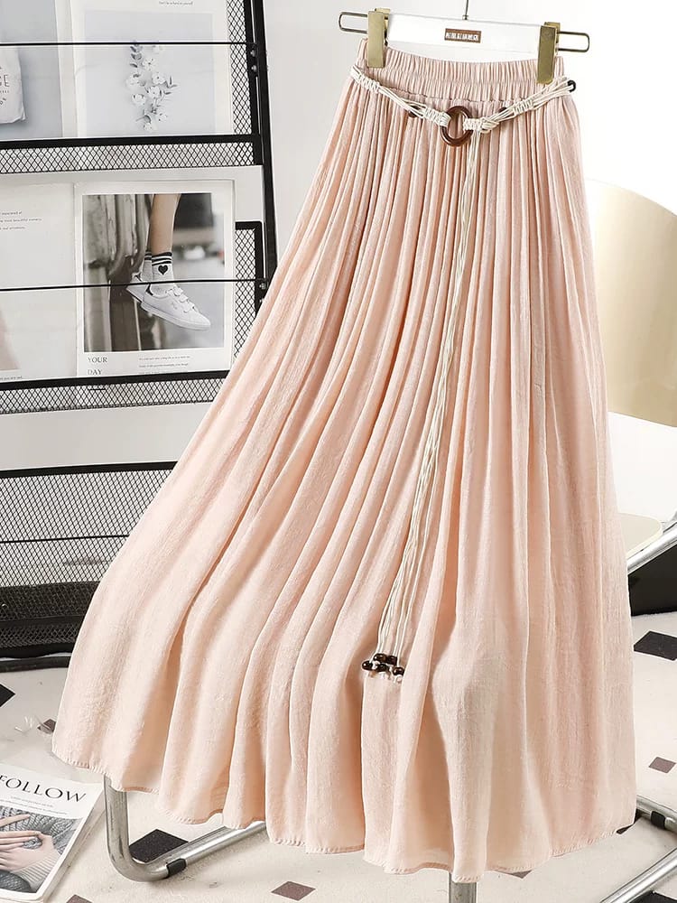 冰丝长裙中式棉麻半身裙