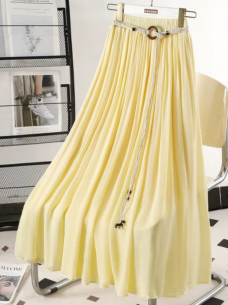 冰丝长裙中式棉麻半身裙