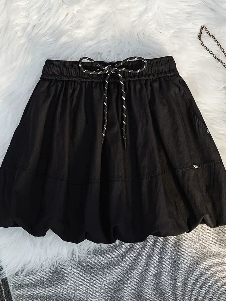 抽绳工装花苞短裙