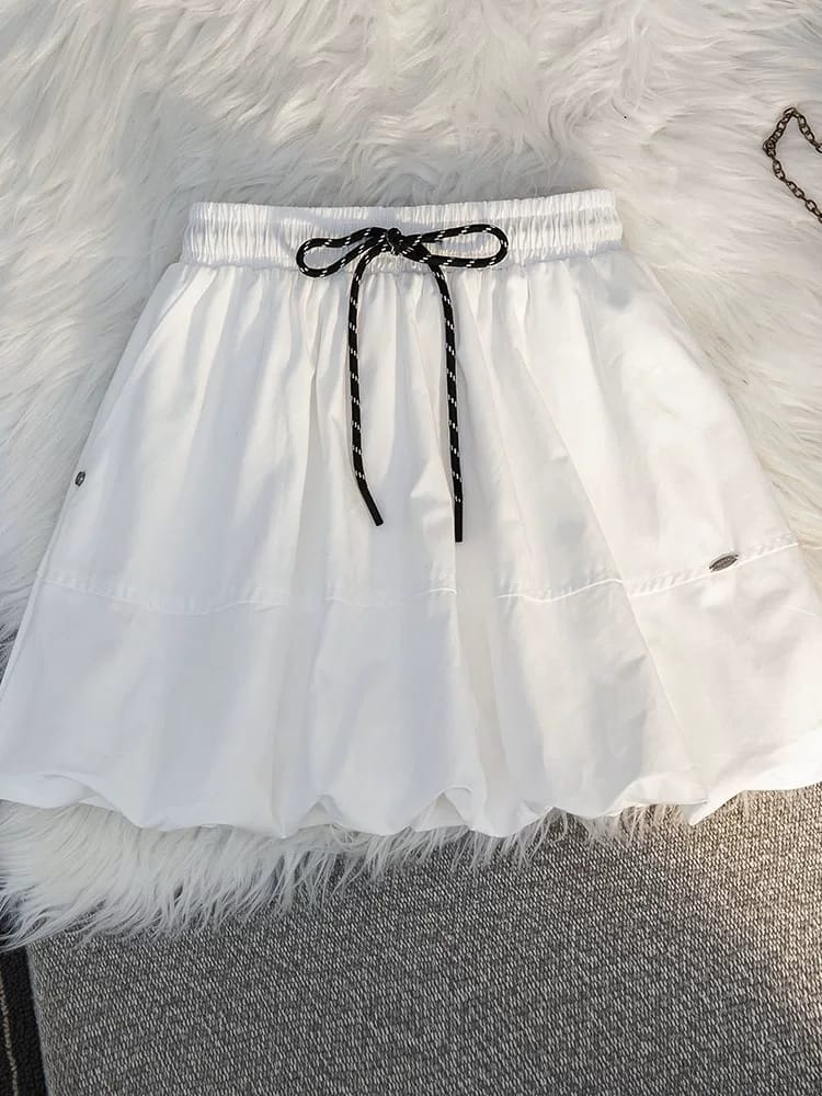 抽绳工装花苞短裙