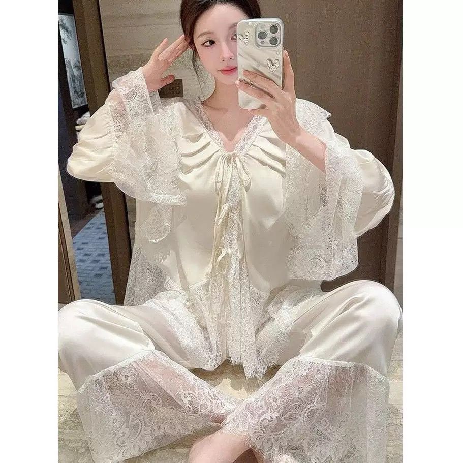 性感蕾丝拼接套装睡衣