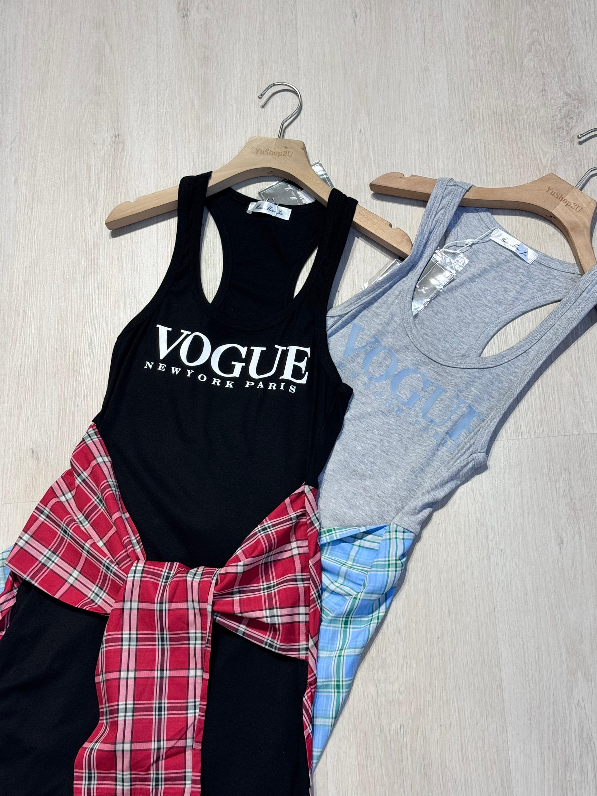 Vogue假两件长裙