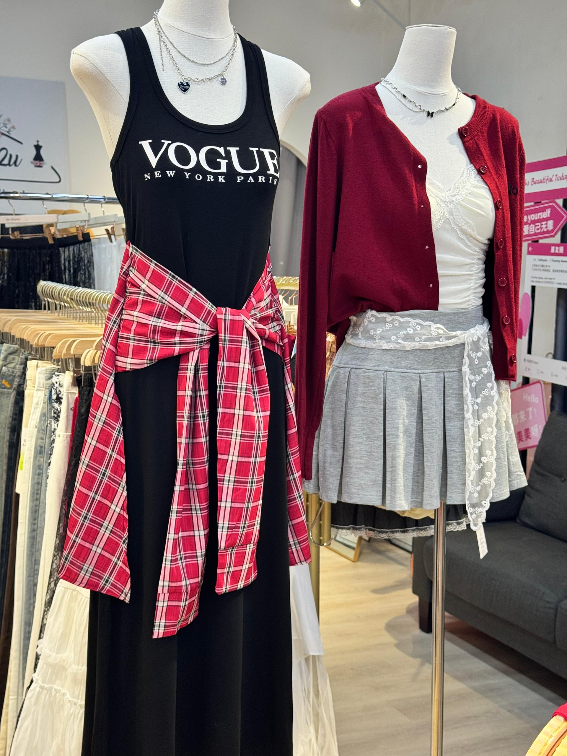 Vogue假两件长裙