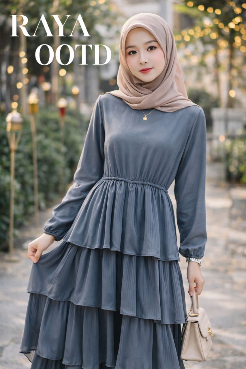 蛋糕式连身长裙