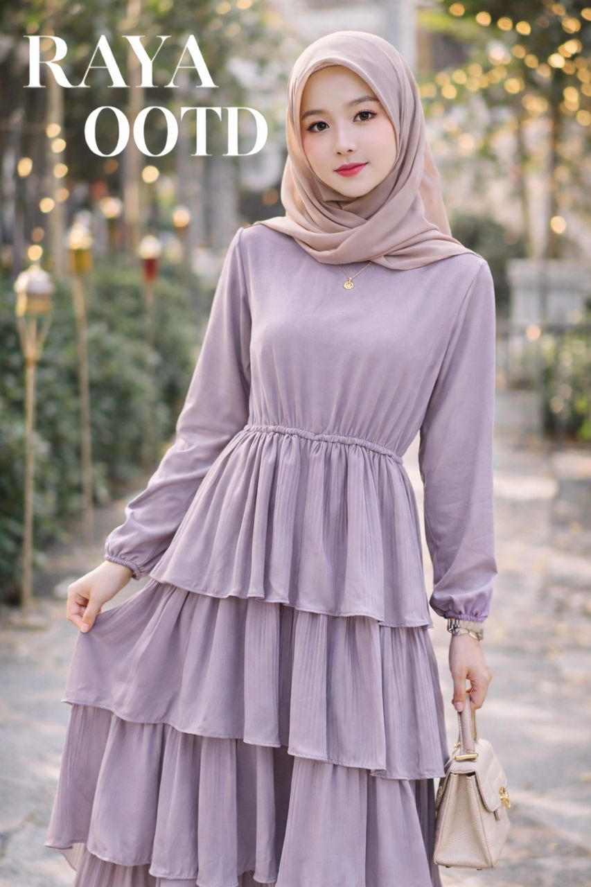 蛋糕式连身长裙