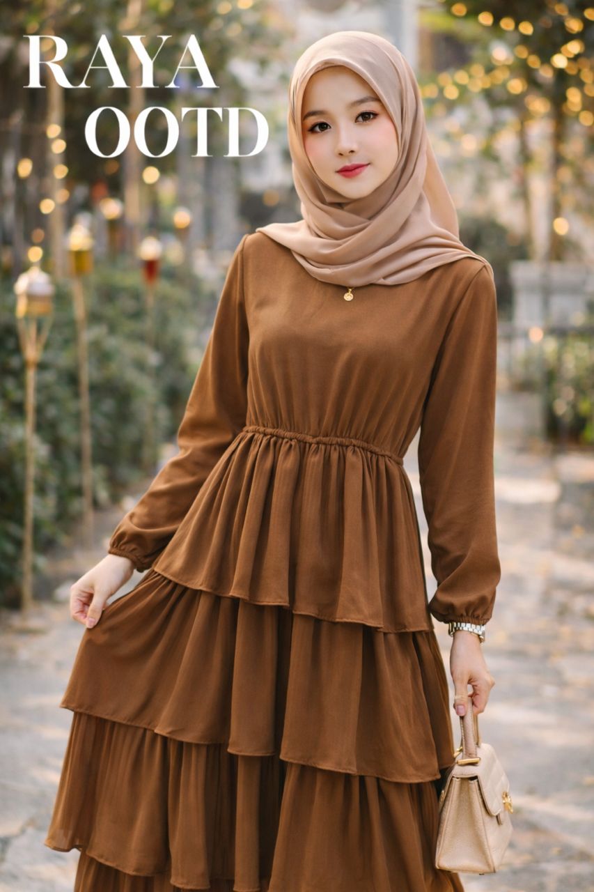 蛋糕式连身长裙