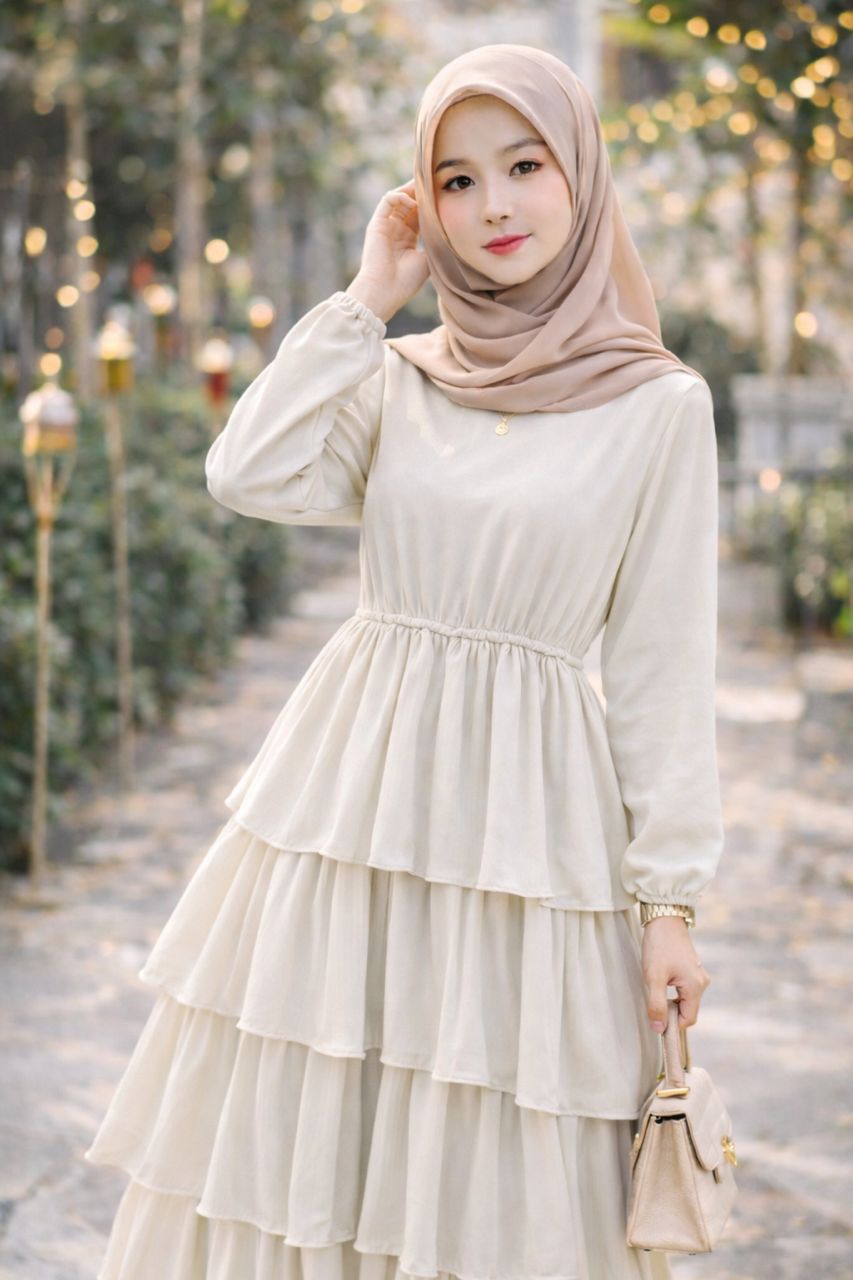 蛋糕式连身长裙