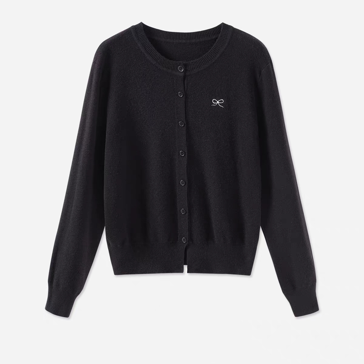 蝴蝶结刺绣针织开衫毛衣外套