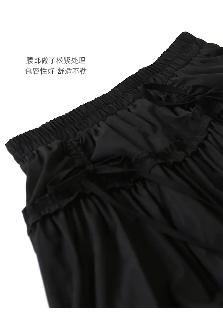 蝴蝶结绑带花苞短裙