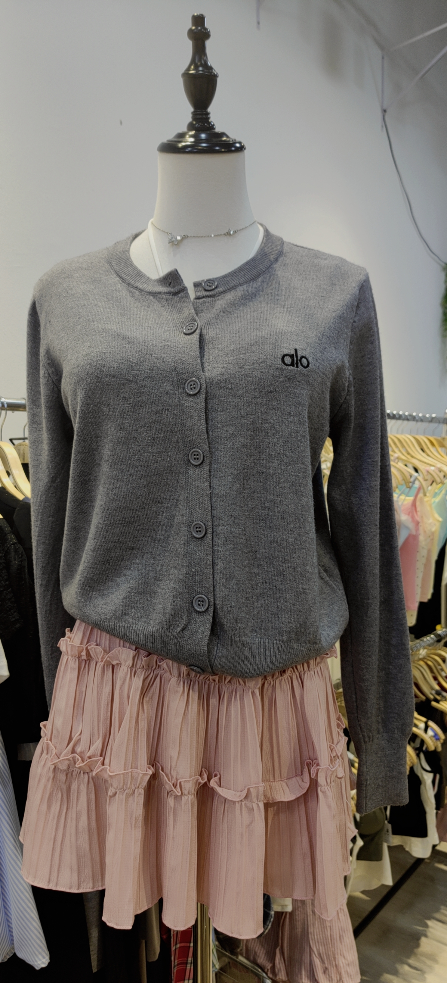 Alo刺绣针织开衫毛衣外套