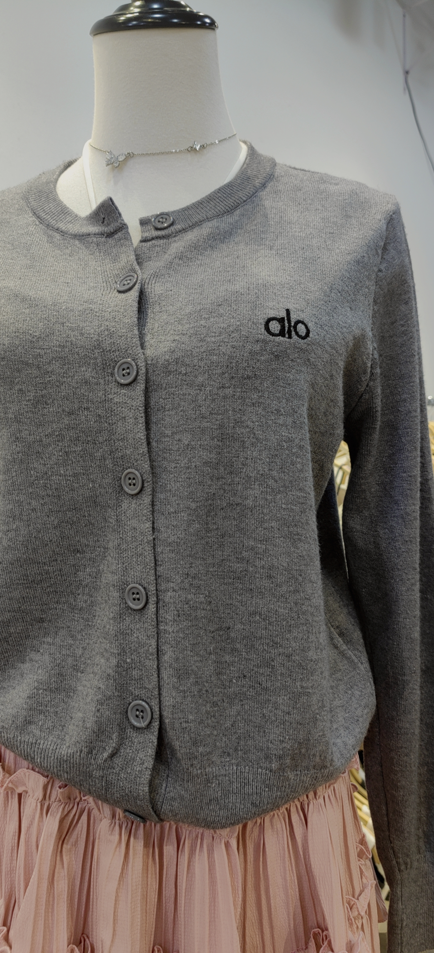 Alo刺绣针织开衫毛衣外套