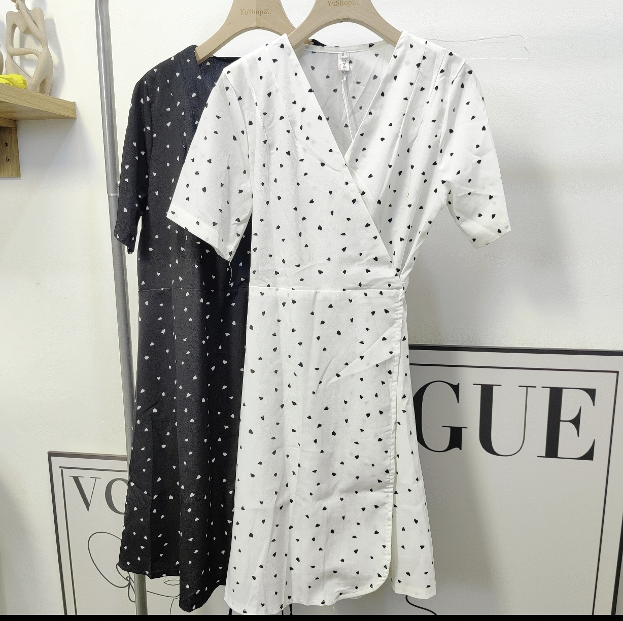 法式赫本风爱心印花连衣裙