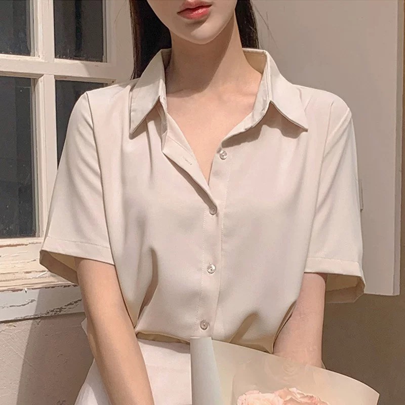 OL 女垂顺通勤纯色上衣百搭气质