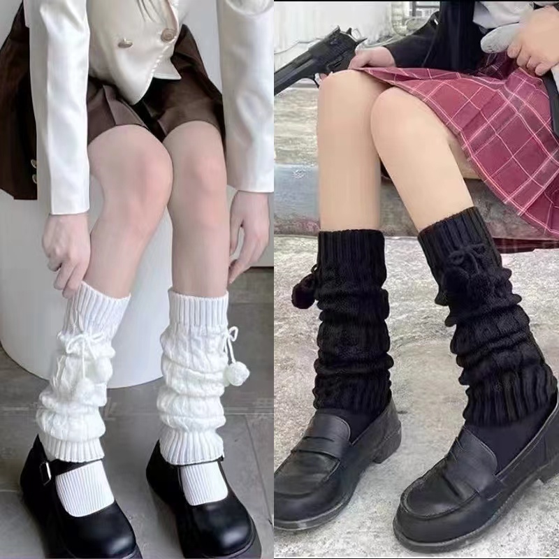 可爱日系小毛球堆堆袜