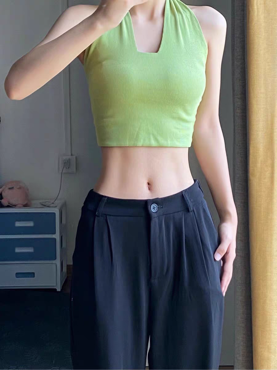 美式酷辣妹无袖挂脖吊带上衣女早秋纯欲风性感打底内搭短款小背心