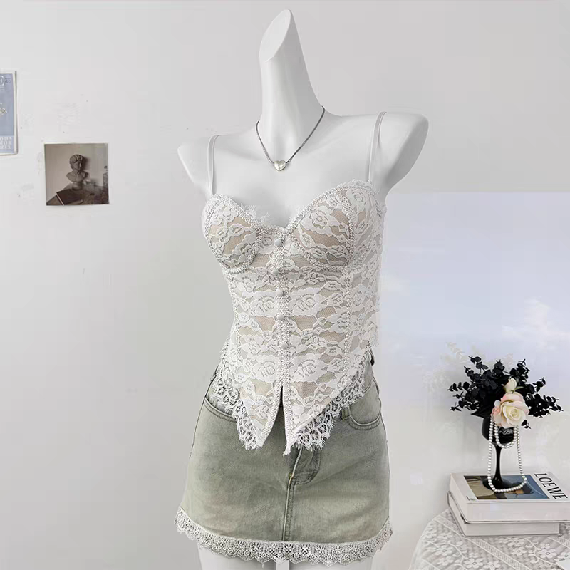 性感鱼骨胸衣外穿女蕾丝小吊带