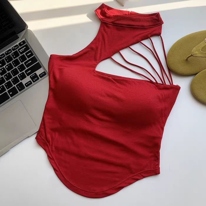 楼空挂脖吊带性感上衣