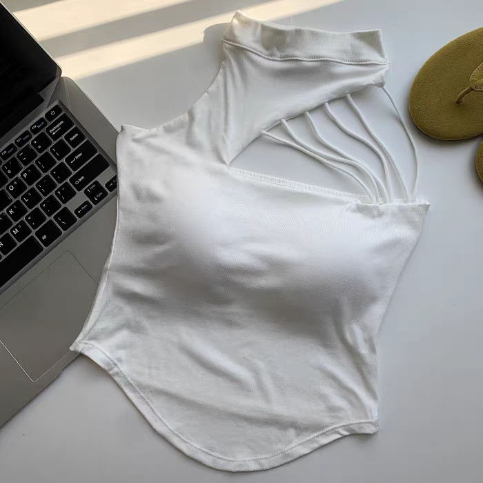 楼空挂脖吊带性感上衣