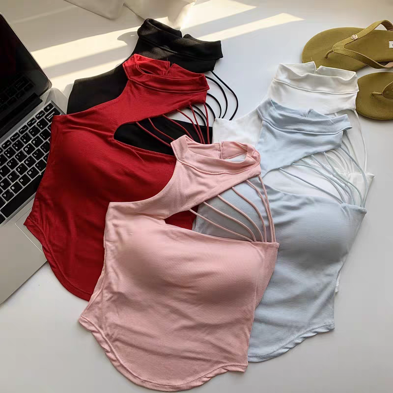 楼空挂脖吊带性感上衣