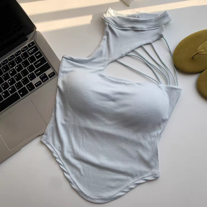 楼空挂脖吊带性感上衣