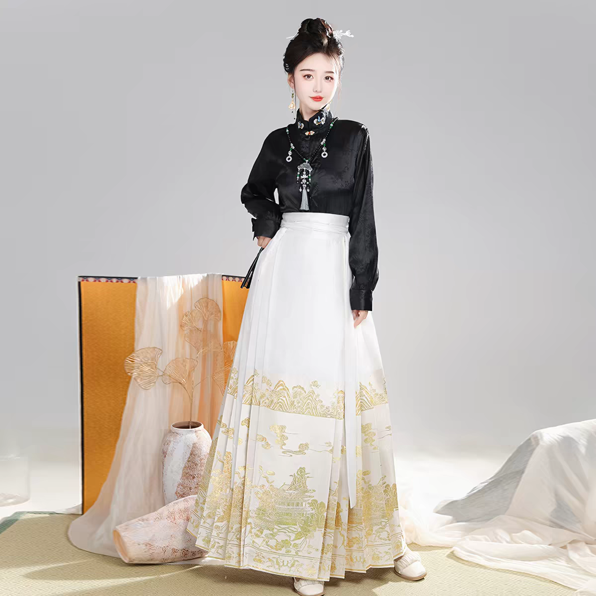 黄鹤楼图案马面裙