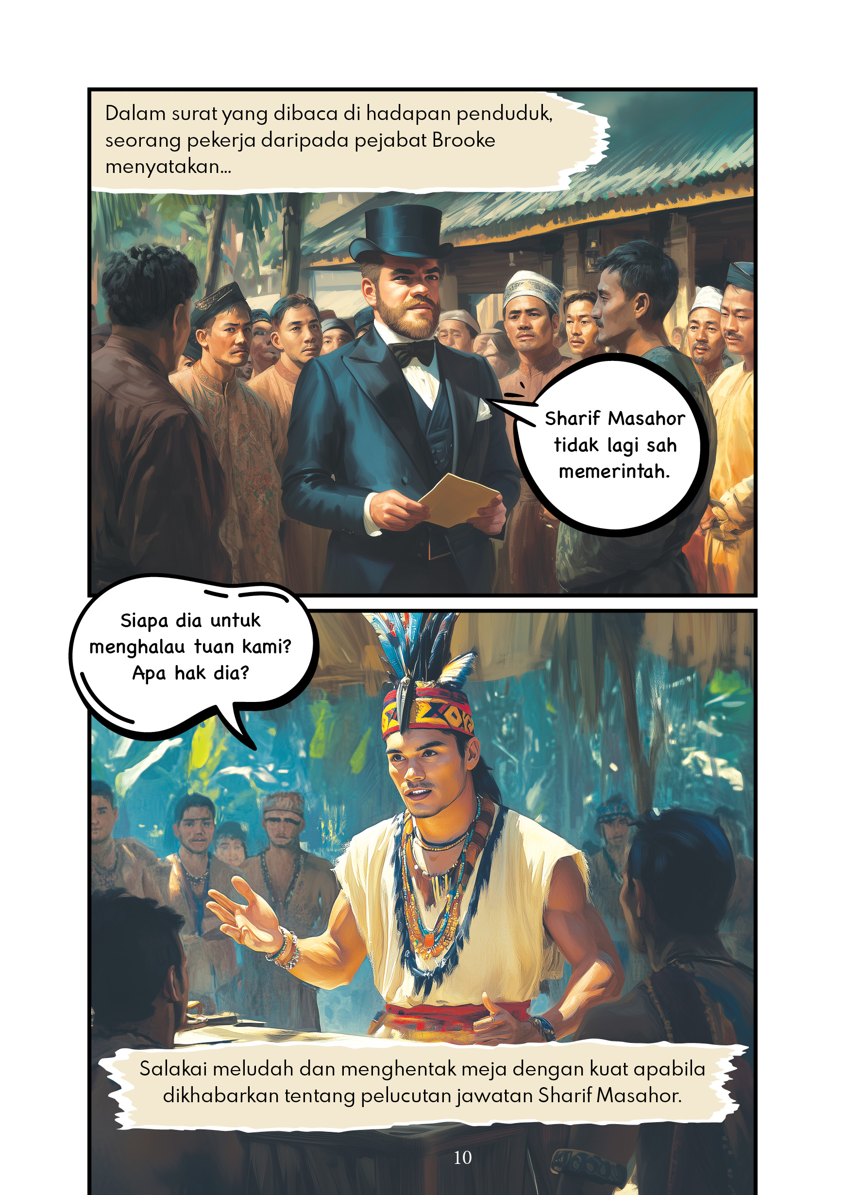 Komik Sharif Masahor #2 - Bangkit Menentang Brooke (Ilustrasi guna Teknologi AI)