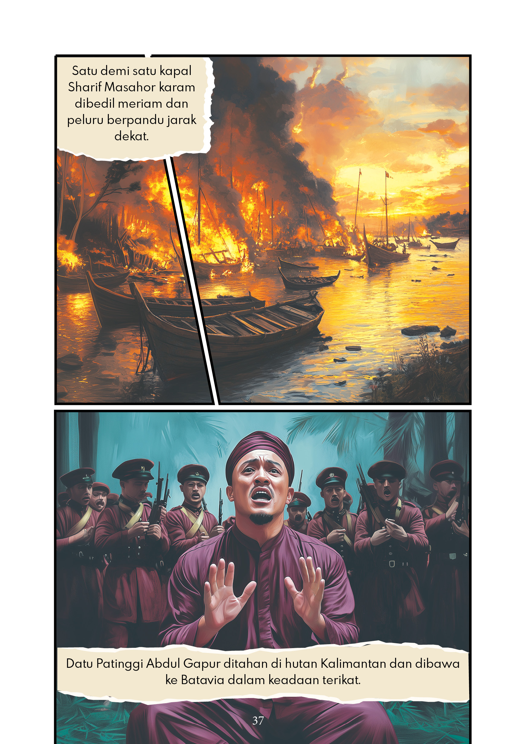 Komik Sharif Masahor #2 - Bangkit Menentang Brooke (Ilustrasi guna Teknologi AI)