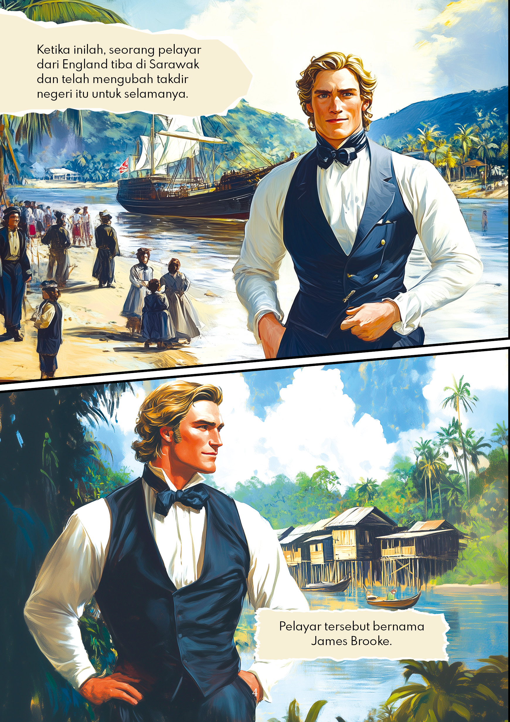 Komik Empayar Brooke #1 - Dinasti Raja Putih Sarawak (Ilustrasi guna Teknologi AI)