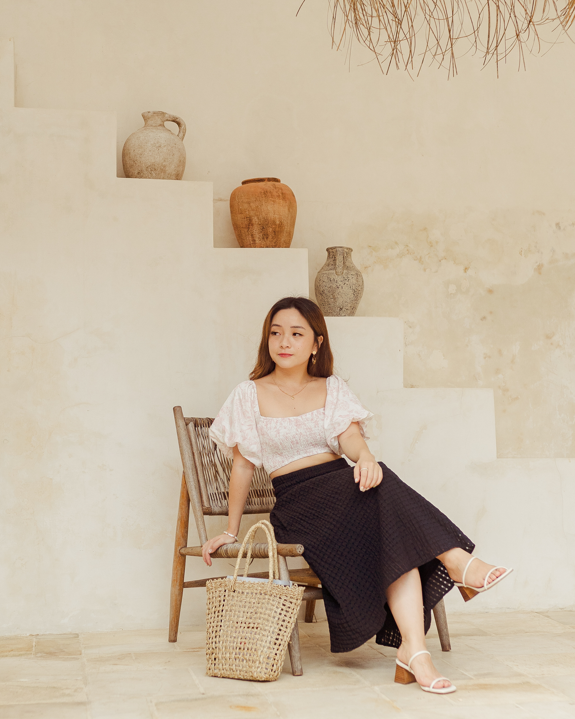 Trixie Midi Skirt in Black Checks