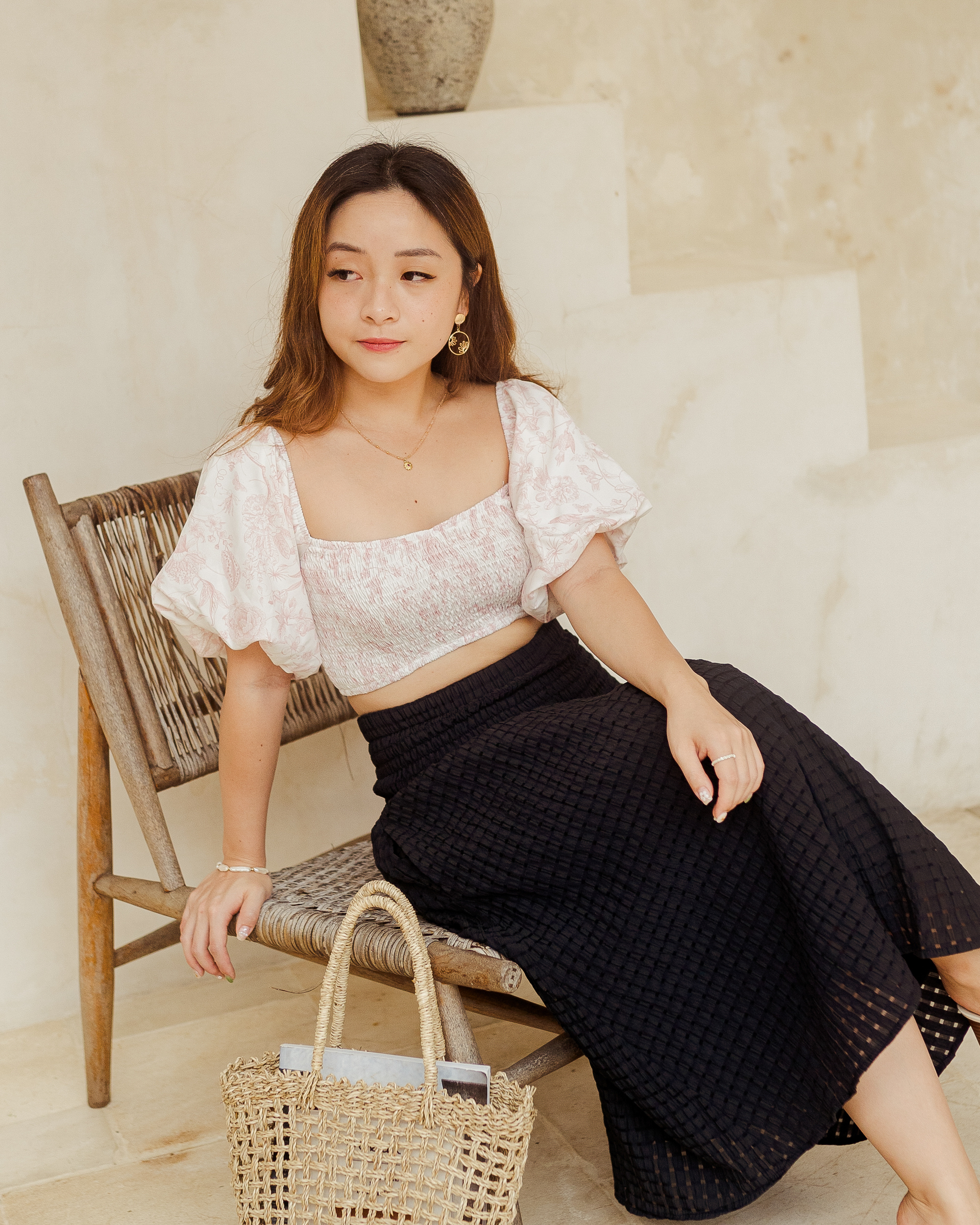 Trixie Midi Skirt in Black Checks