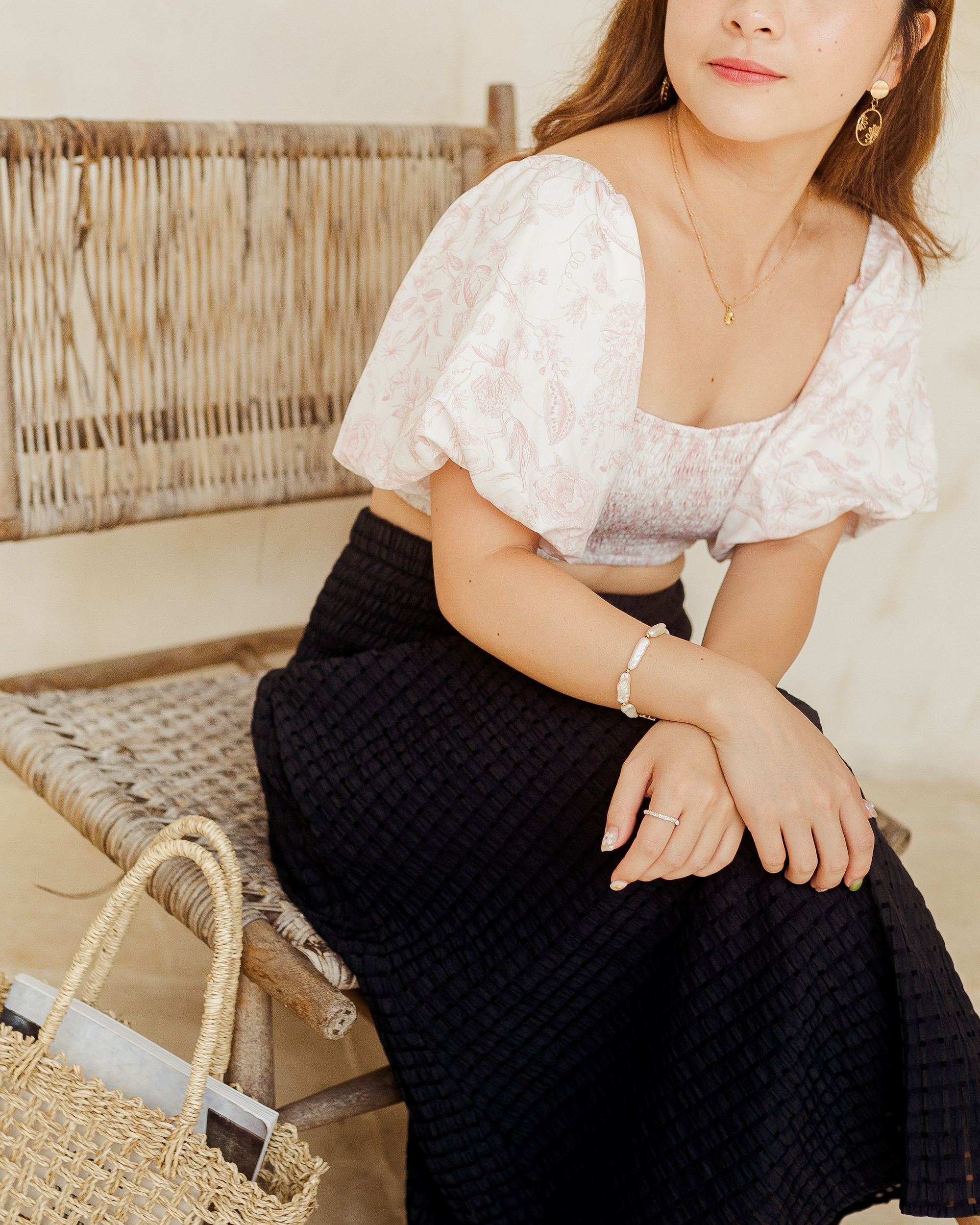 Trixie Midi Skirt in Black Checks