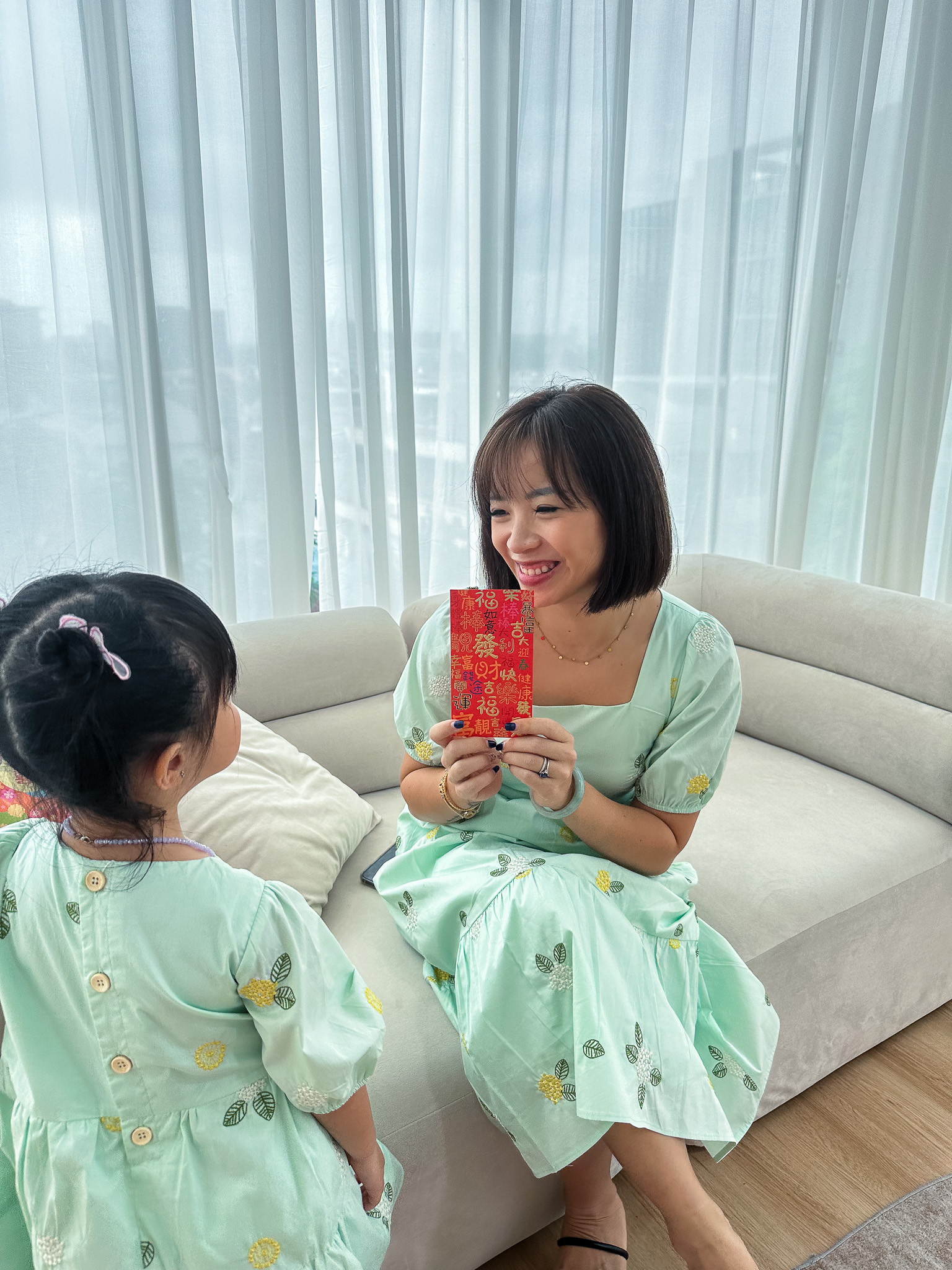 Chriselle Dress in Green Embroidered Florals