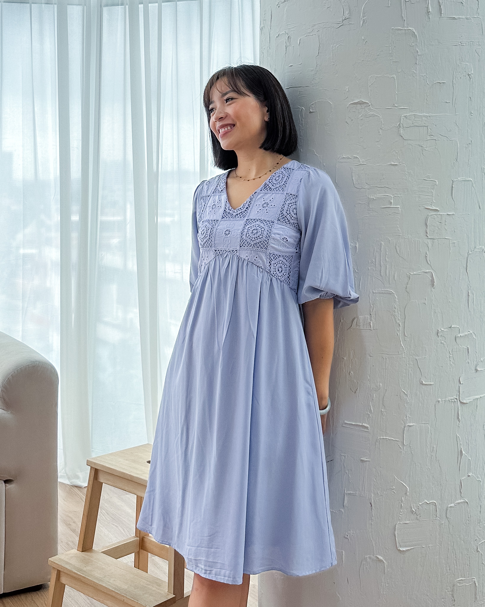 Katniss Embroidery Dress in Periwinkle