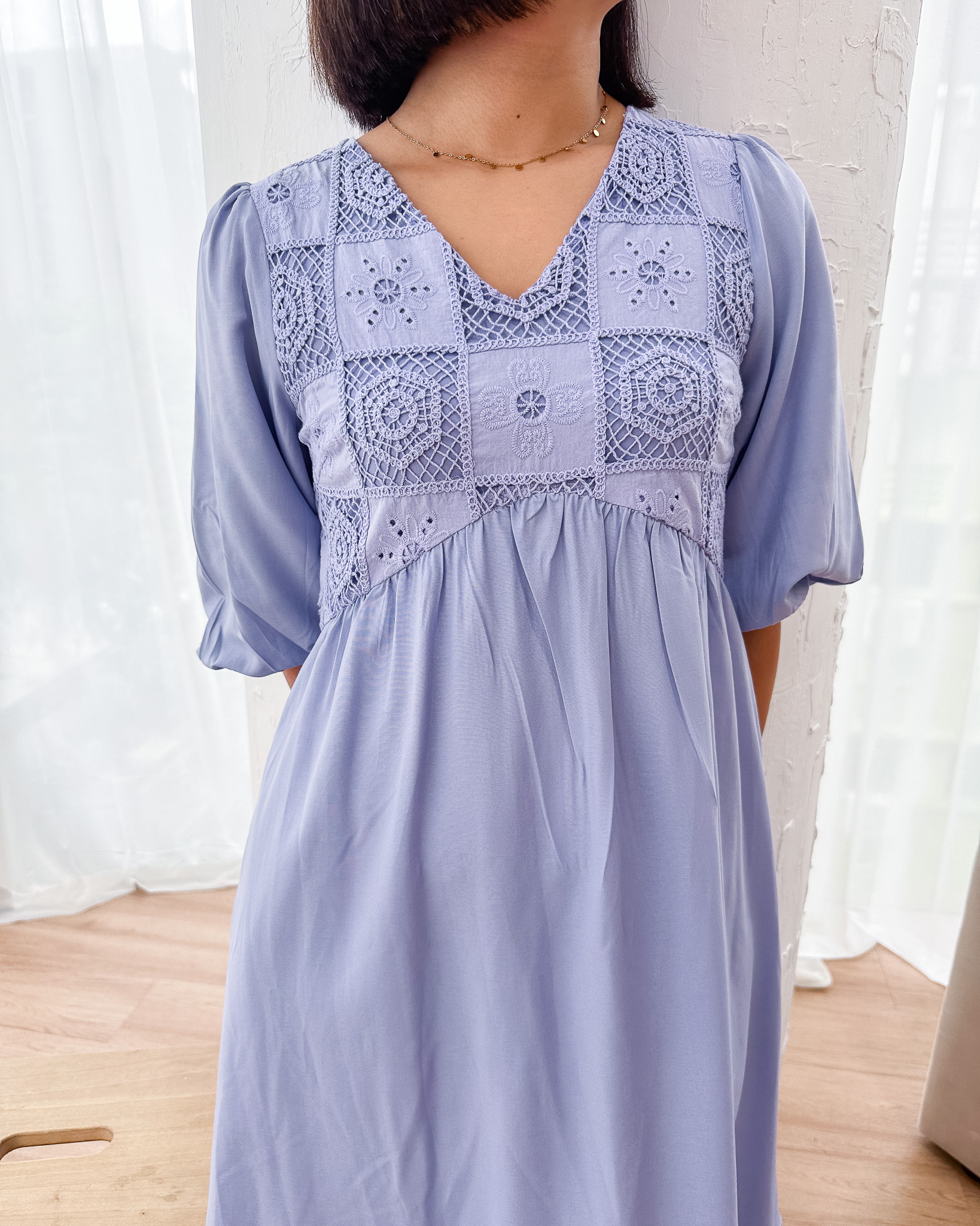 Katniss Embroidery Dress in Periwinkle