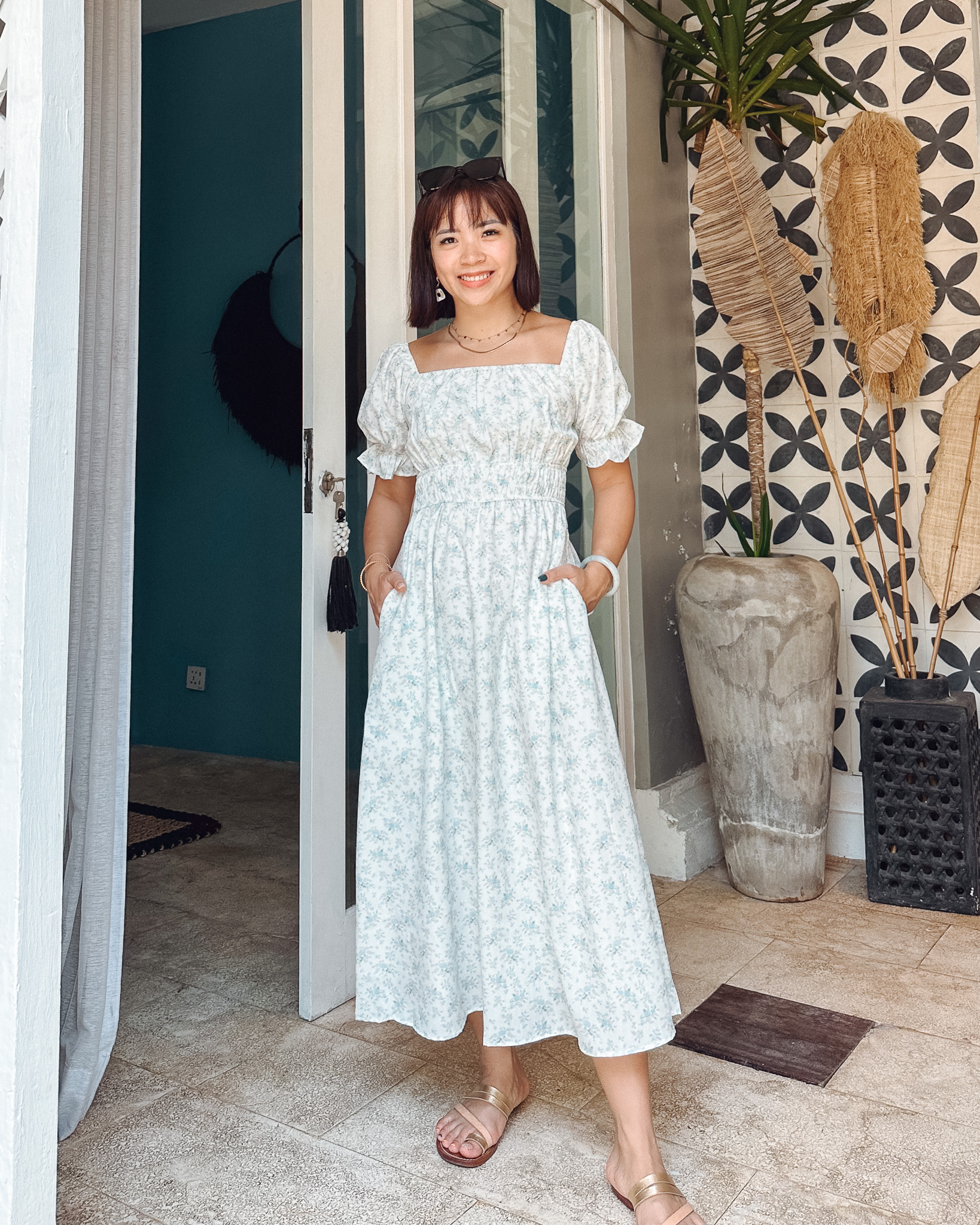 Gemma Dress in Green Florals