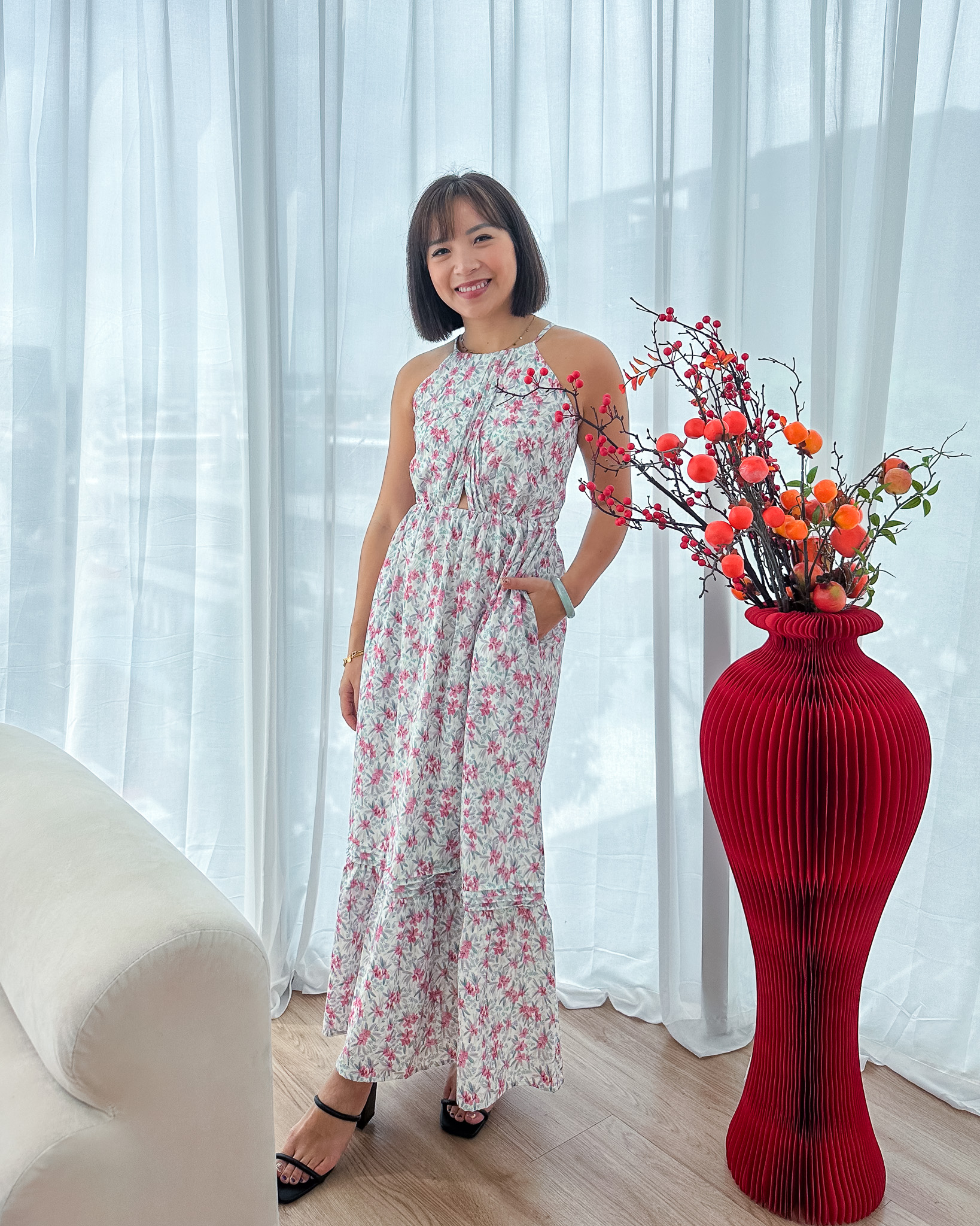 Cara Dress in Pink Florals