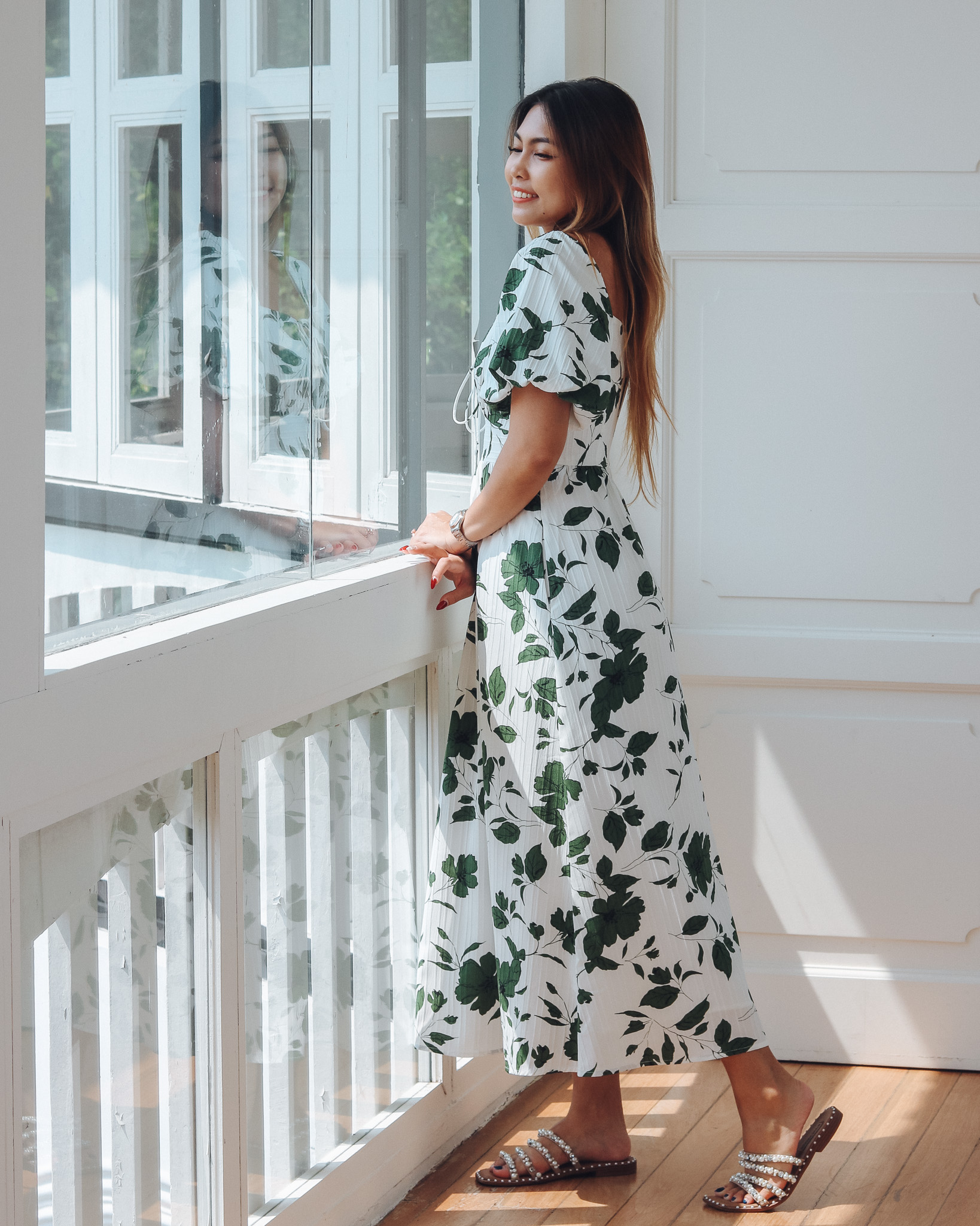 Azalea Dress in Green Florals