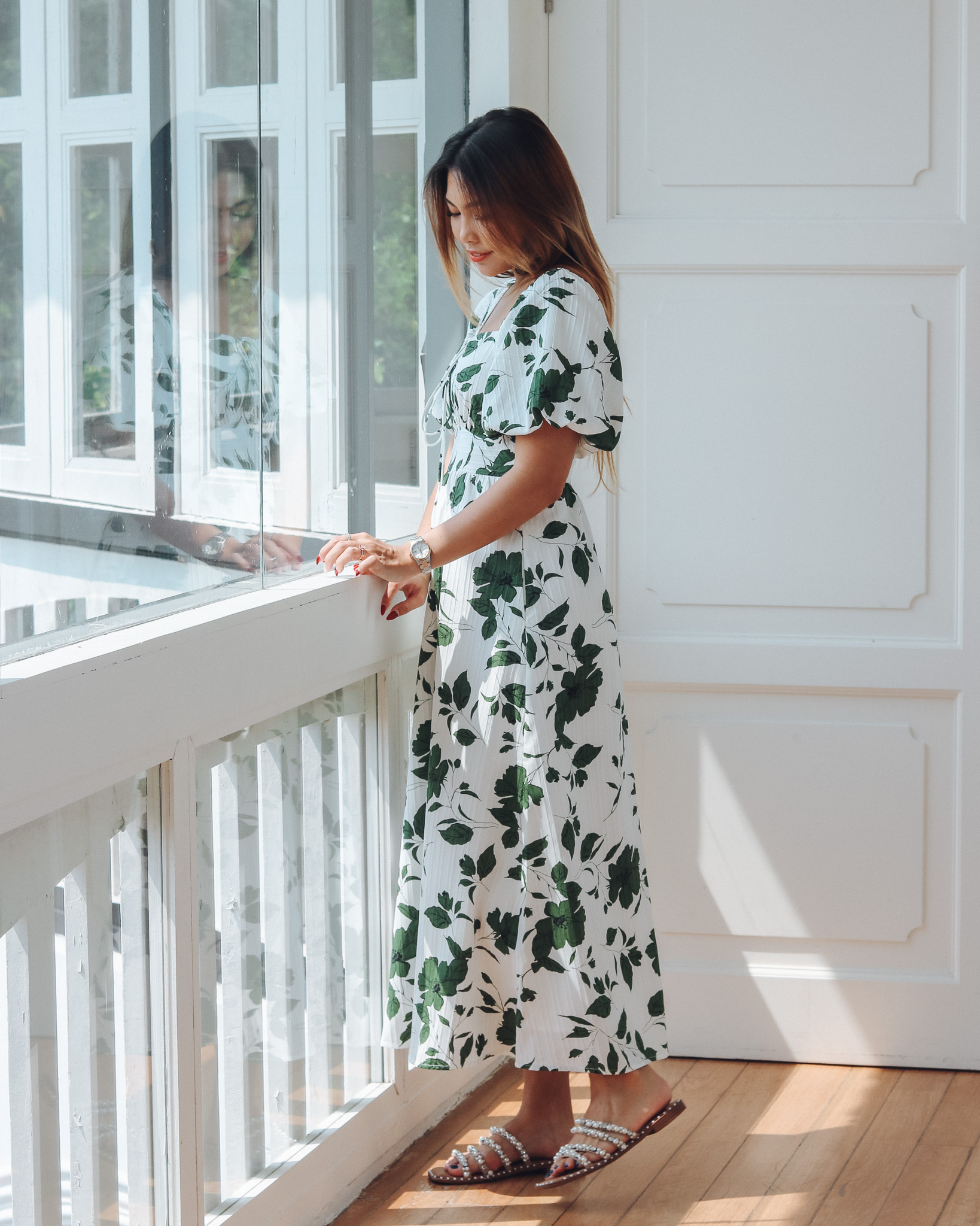 Azalea Dress in Green Florals