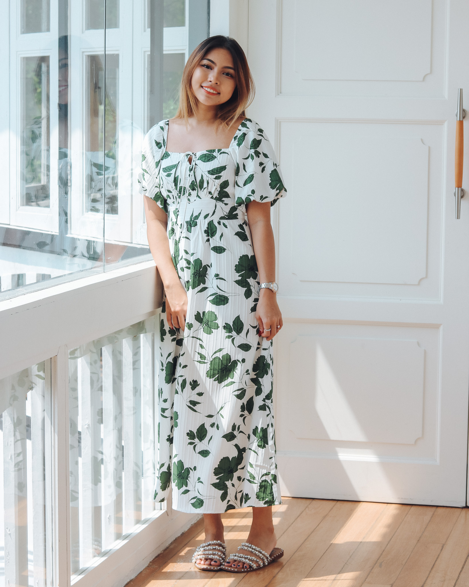 Azalea Dress in Green Florals
