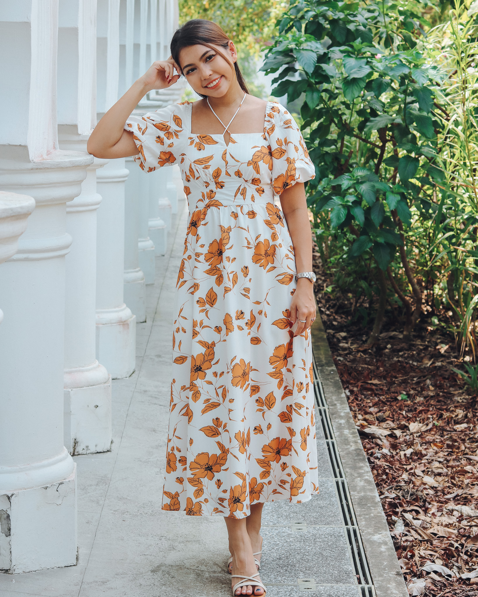 Azalea Dress in Orange Florals