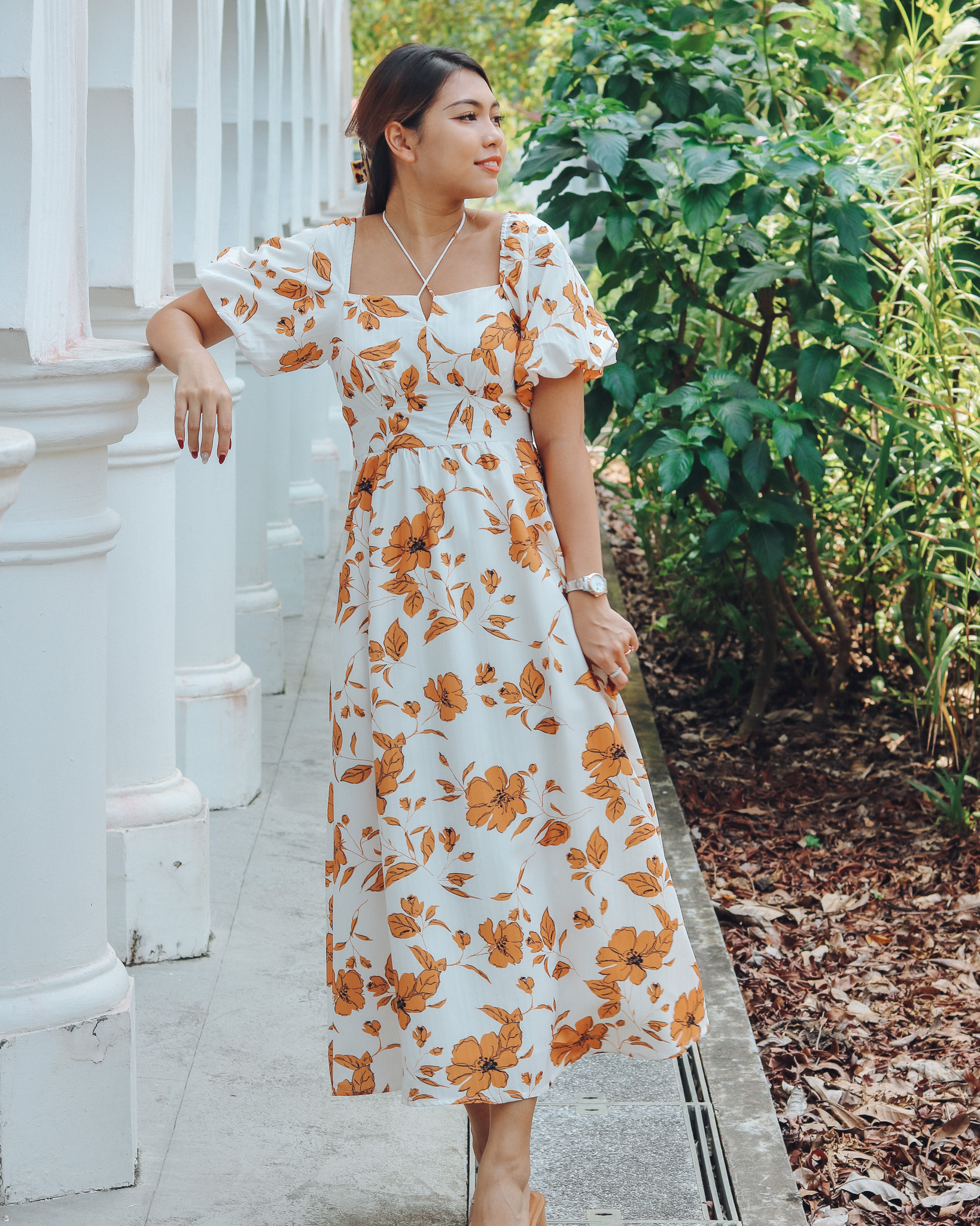 Azalea Dress in Orange Florals