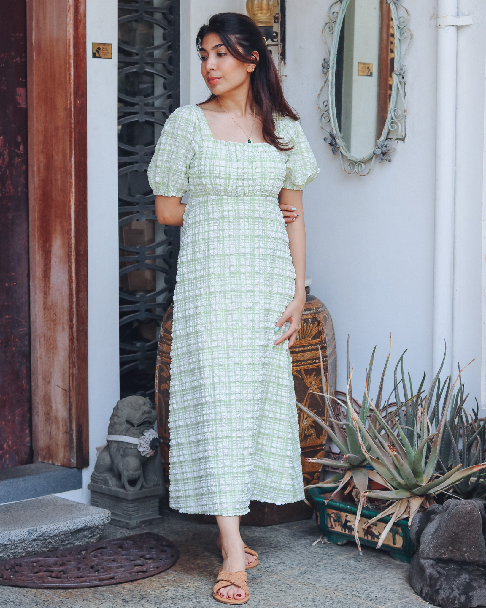 Phoebe Dress in Lime Green