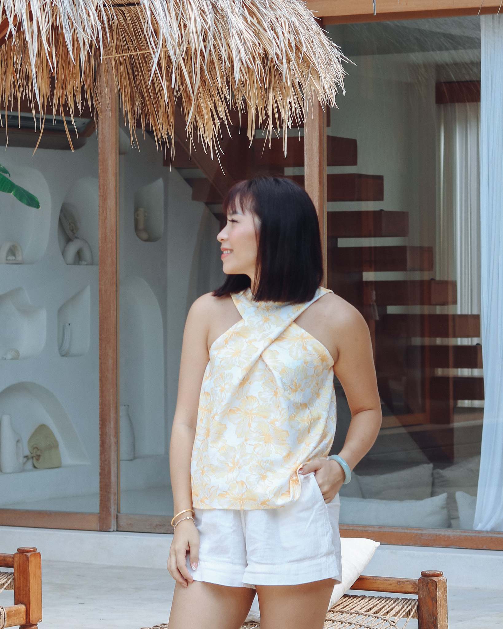 Oona Top in Yellow Florals