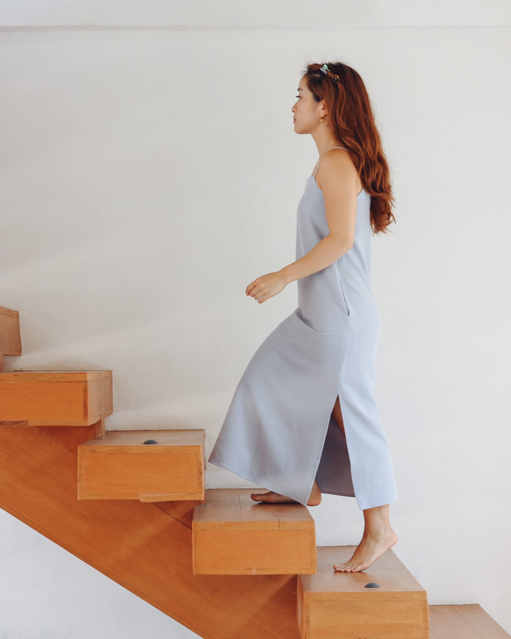 Arabella Slip Dress in Dusty Blue