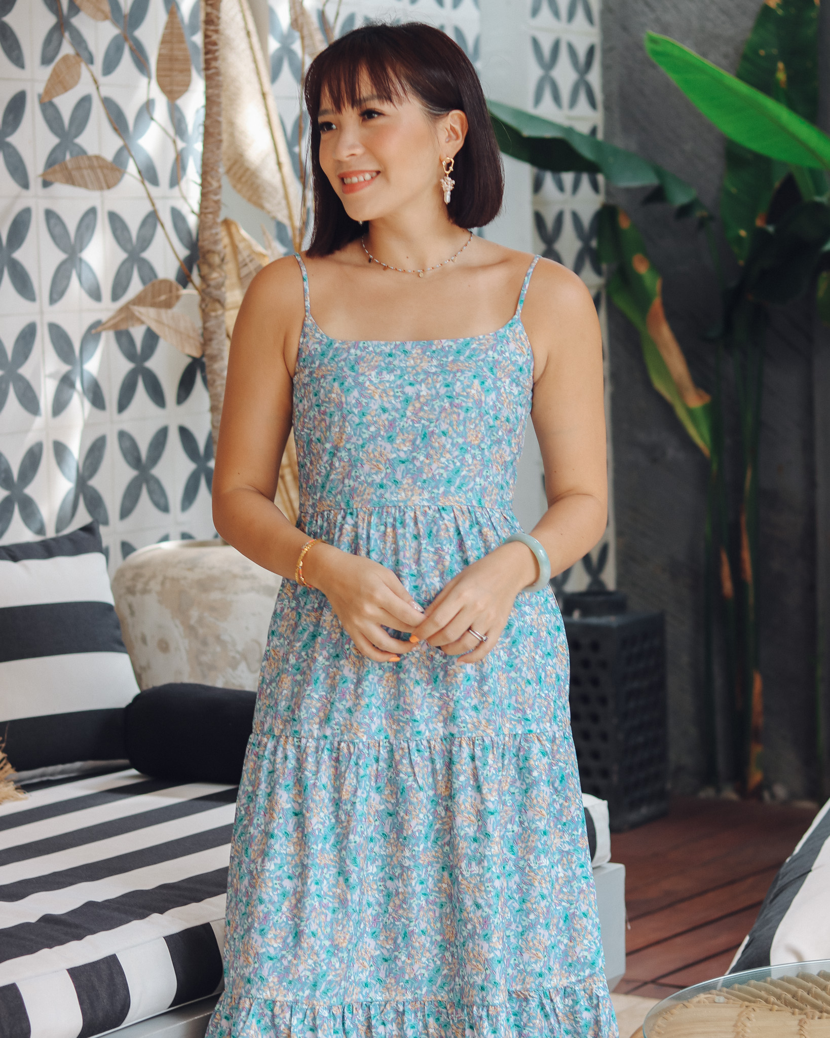 Maeve Dress in Green Florals