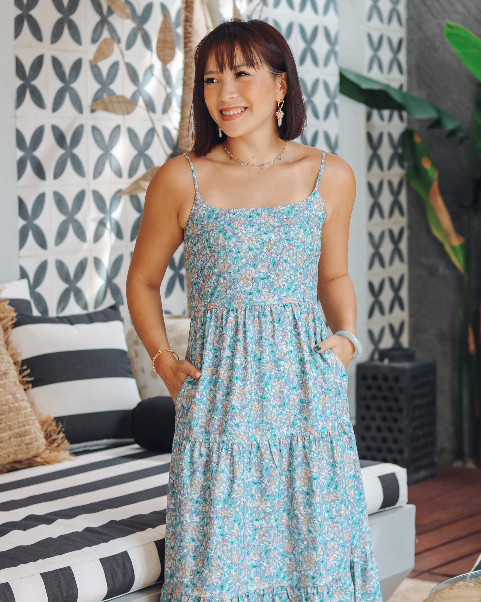 Maeve Dress in Green Florals