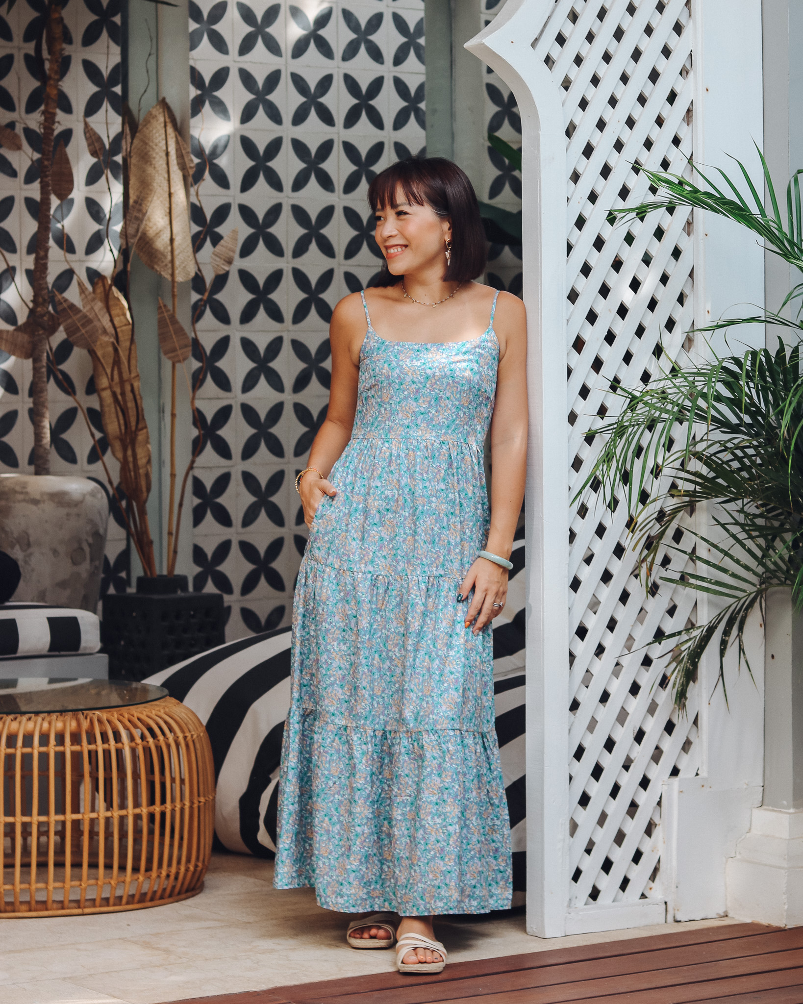 Maeve Dress in Green Florals