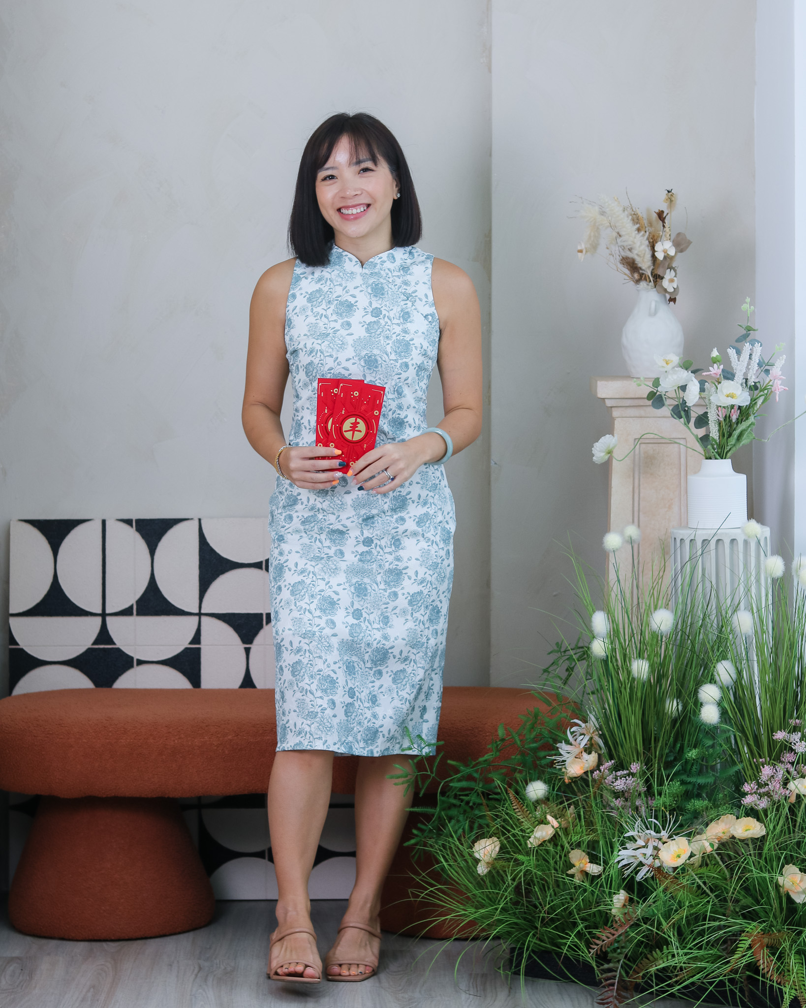 Elena Cheongsam in Green Florals