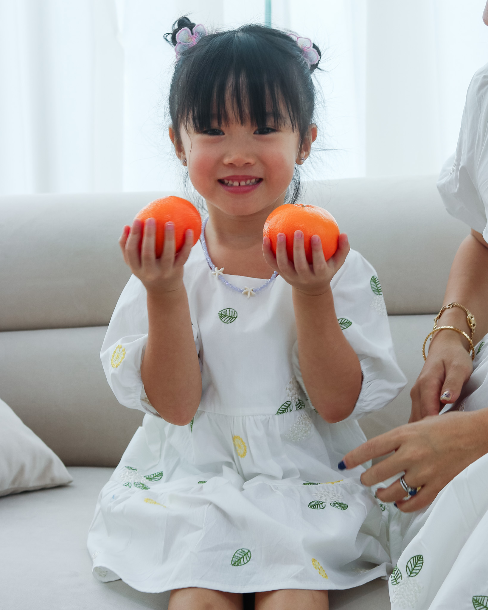 Bessie Dress in White Embroidered Florals
