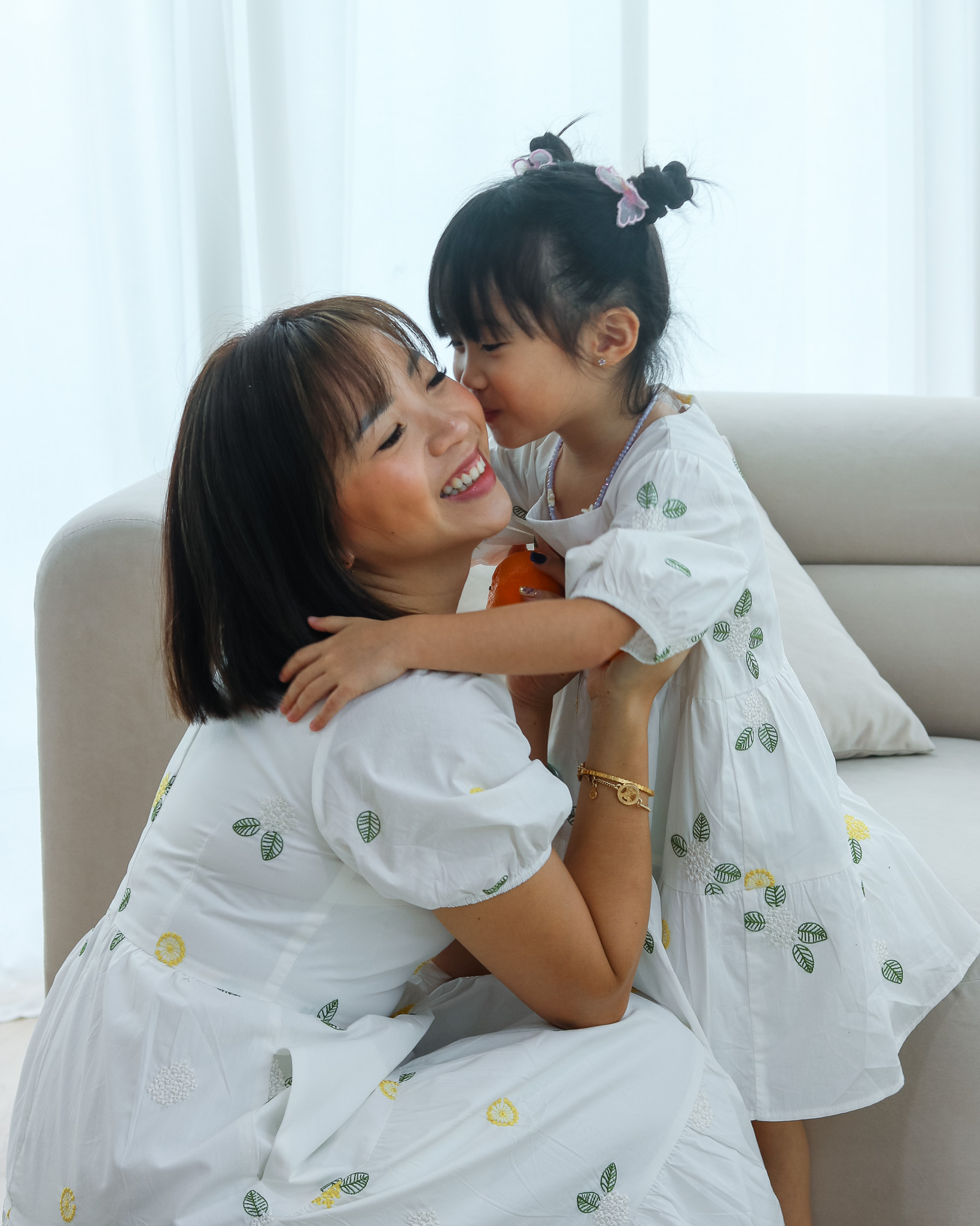 Bessie Dress in White Embroidered Florals